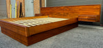 REFINISHED Mid Century Modern Teak Bed w Floating Nightstands Queen 2