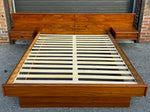REFINISHED Mid Century Modern Teak Bed w Floating Nightstands Queen 5