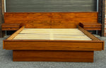 REFINISHED Mid Century Modern Teak Bed w Floating Nightstands Queen 8