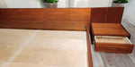 REFINISHED Mid Century Modern Teak Bed w Floating Nightstands Queen 2