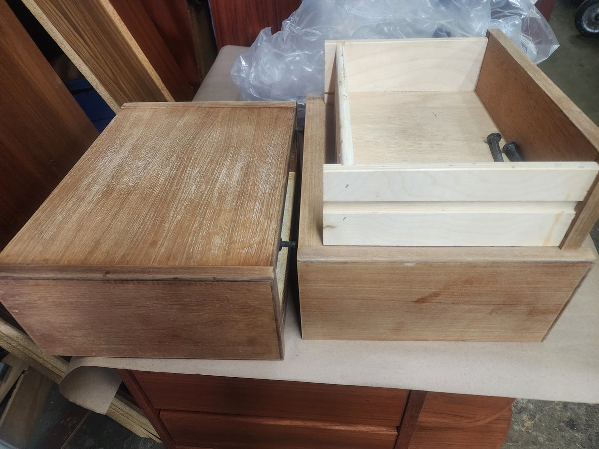 REFINISHED Mid Century Modern Teak Bed w Floating Nightstands Queen