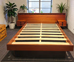 REFINISHED Mid Century Modern Teak Queen Bed w Rosewood Details 1
