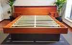 REFINISHED Mid Century Modern Teak Queen Bed w Rosewood Details 8