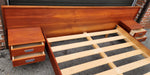 REFINISHED Mid Century Modern Teak Queen Bed w Floating Nightstands & Headboard 6