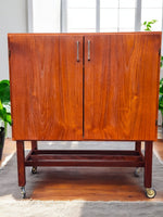 REFINISHED Swedish Mid Century Modern Teak Record Cabinet on Casters 10
