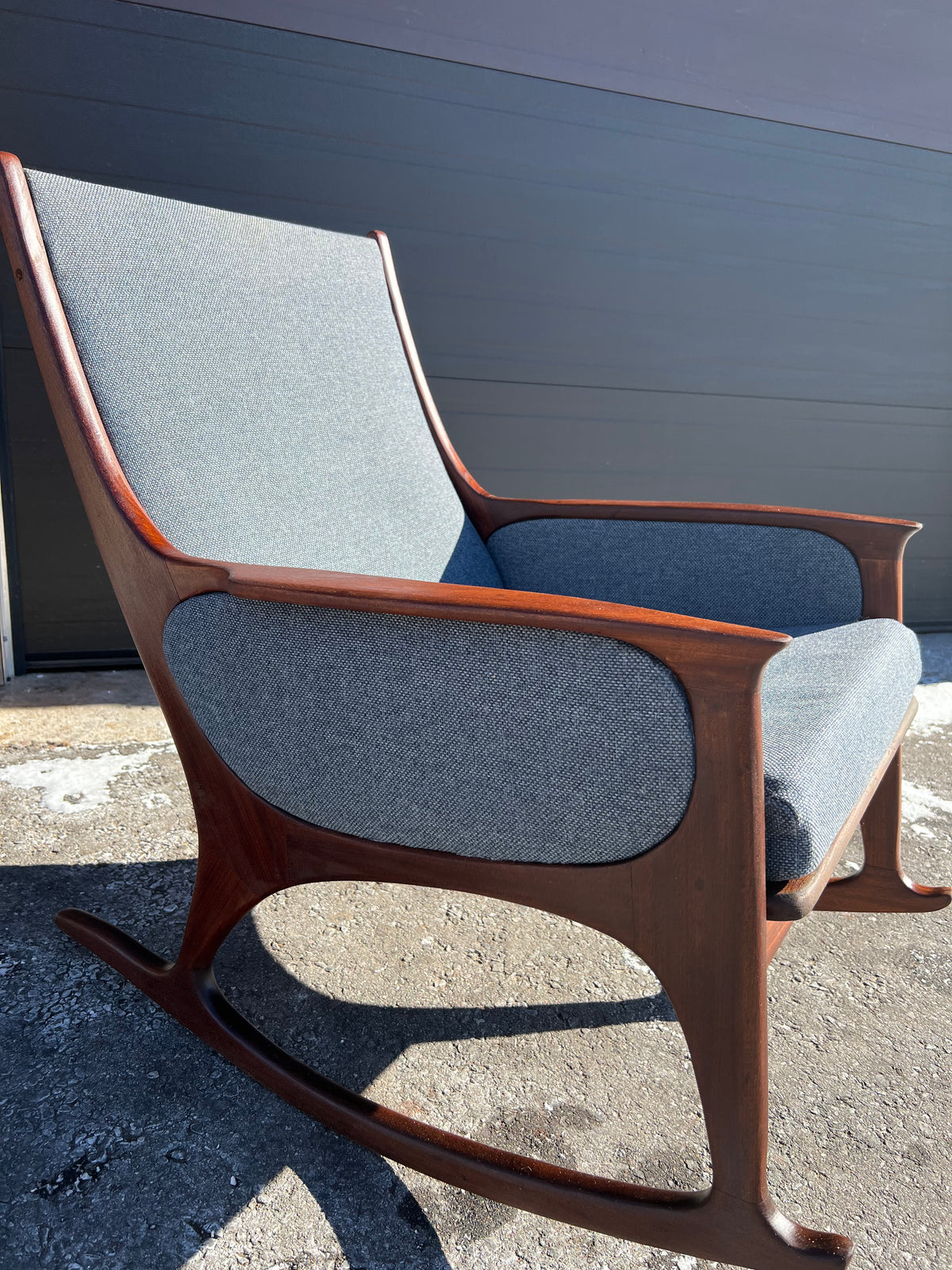 REFINISHED Mid-Century Modern Teak Rocking Chair by R.Huber