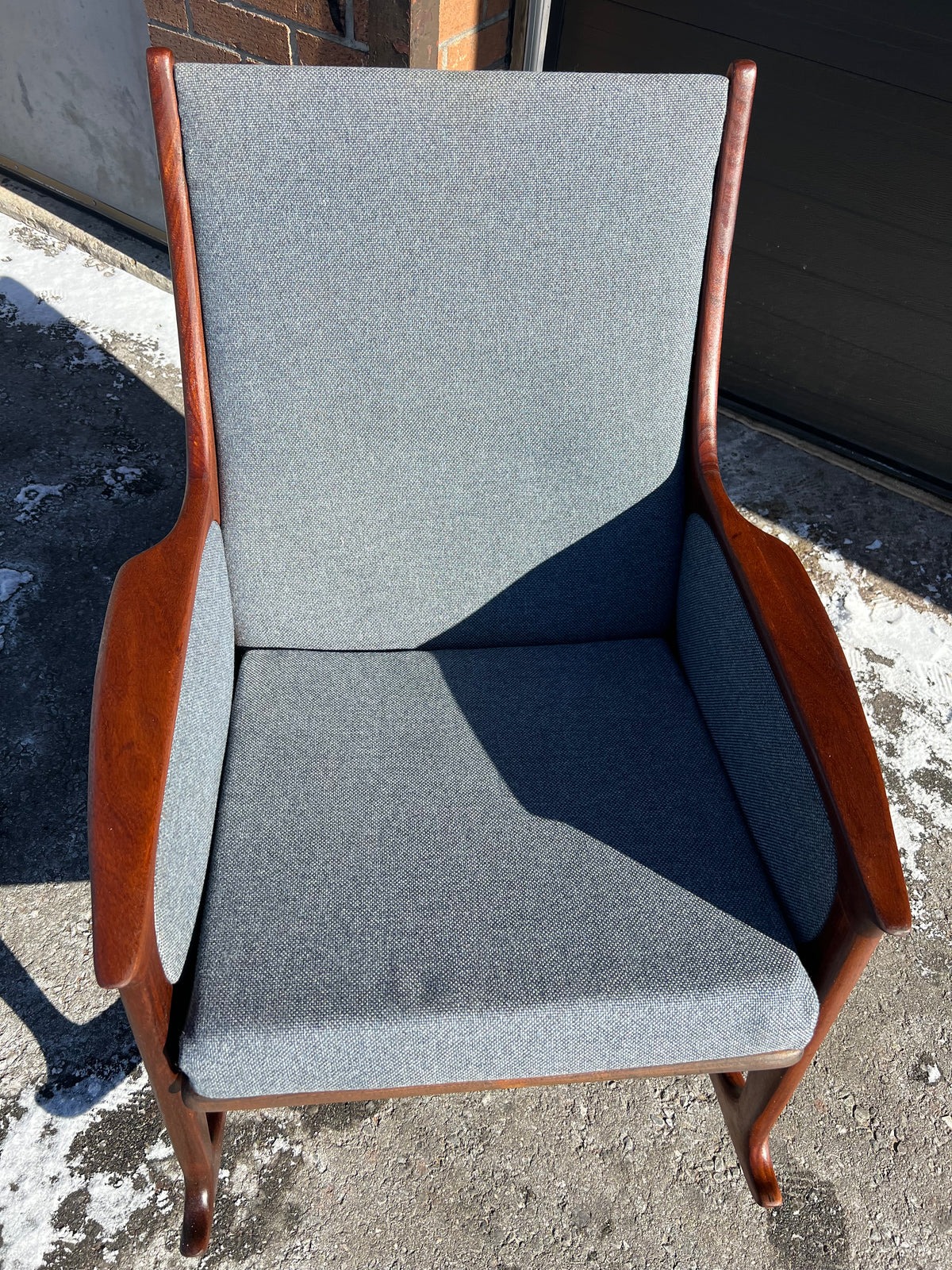 REFINISHED Mid-Century Modern Teak Rocking Chair by R.Huber