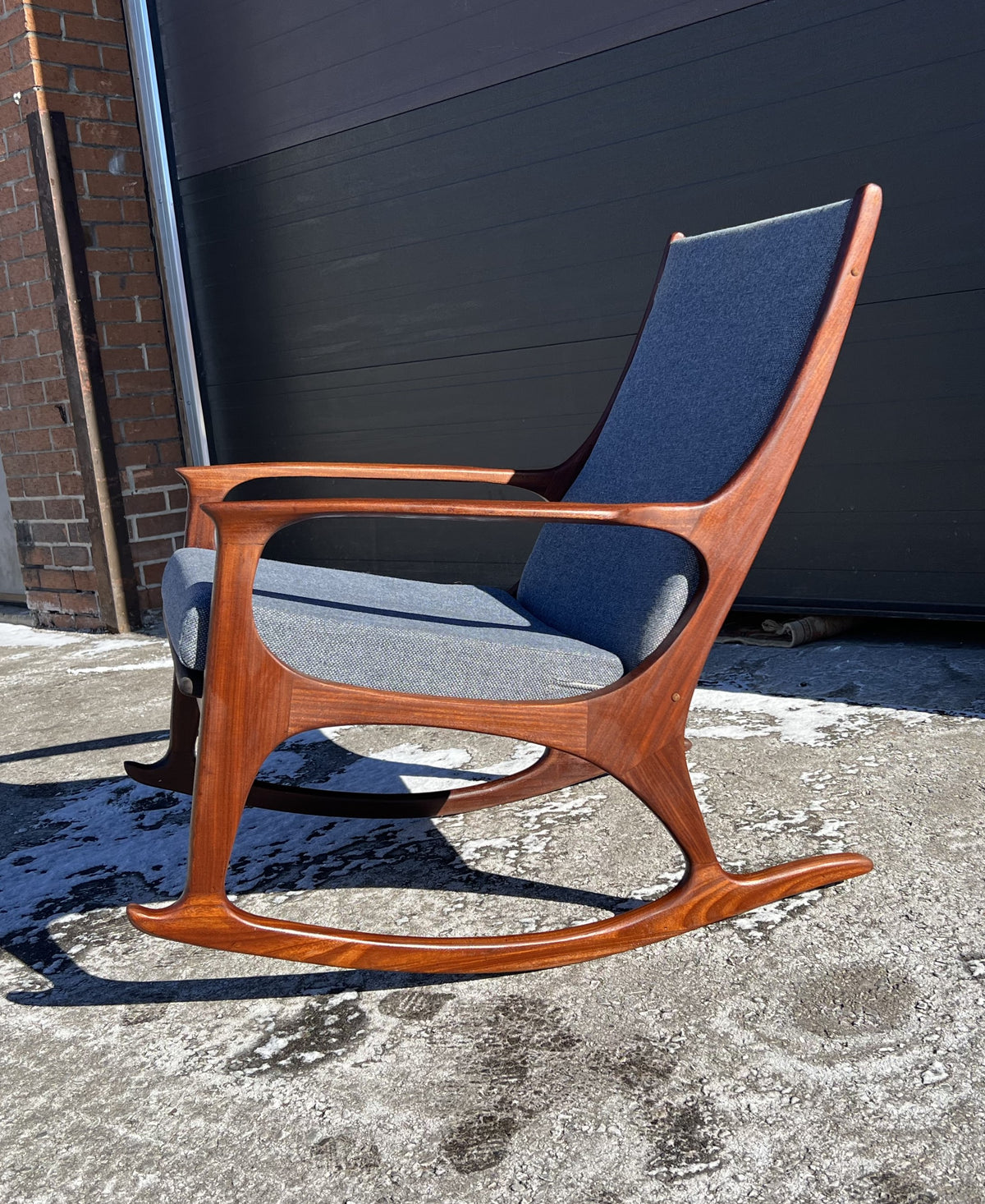 REFINISHED Mid-Century Modern Teak Rocking Chair by R.Huber