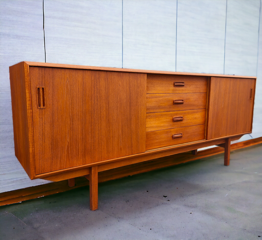 REFINISHED Mid Century Modern Teak Sideboard Credenza 72"