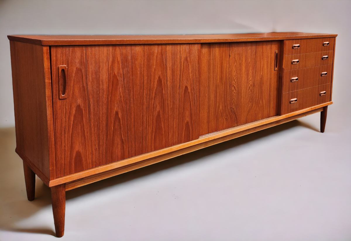 REFINISHED Mid Century Teak Sideboard Credenza Buffet 79