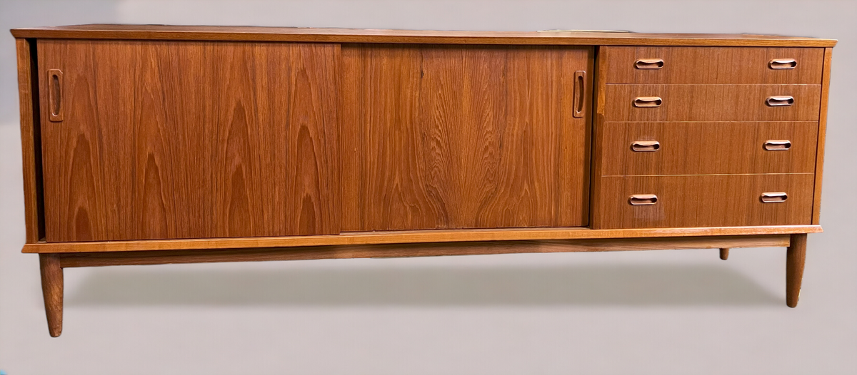REFINISHED Mid Century Teak Sideboard Credenza Buffet 79
