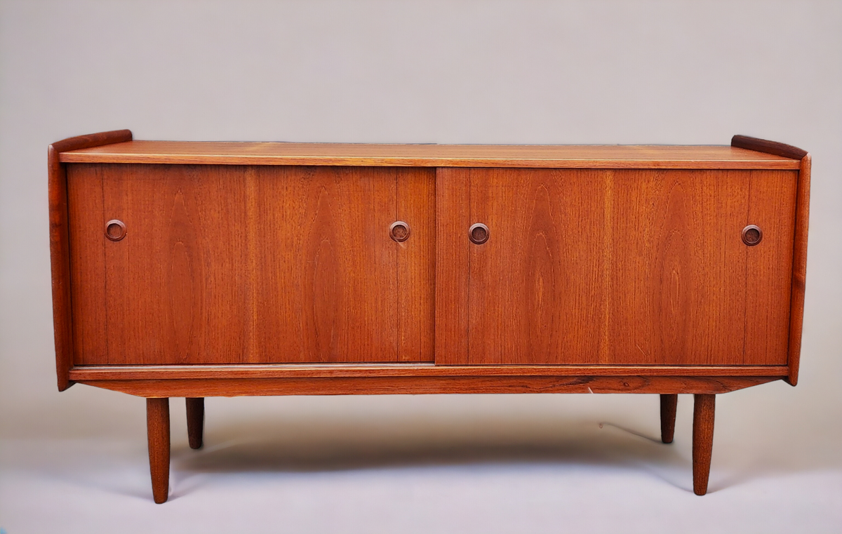 REFINISHED Mid Century Teak Sideboard Buffet TV Media Console by R.Huber 60