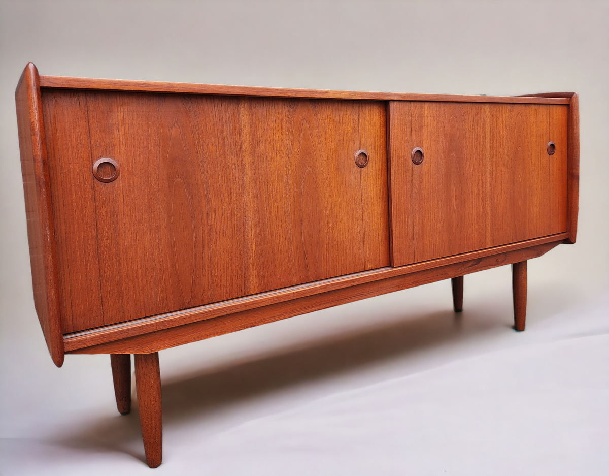 REFINISHED Mid Century Teak Sideboard Buffet TV Media Console by R.Huber 60