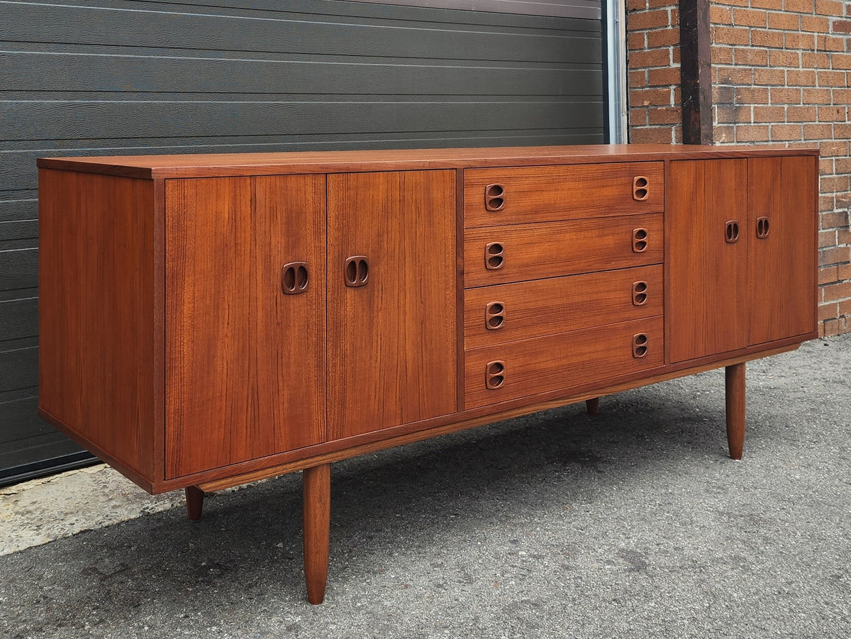 REFINISHED Danish Mid Century Modern Teak Credenza, Deep & Long 76