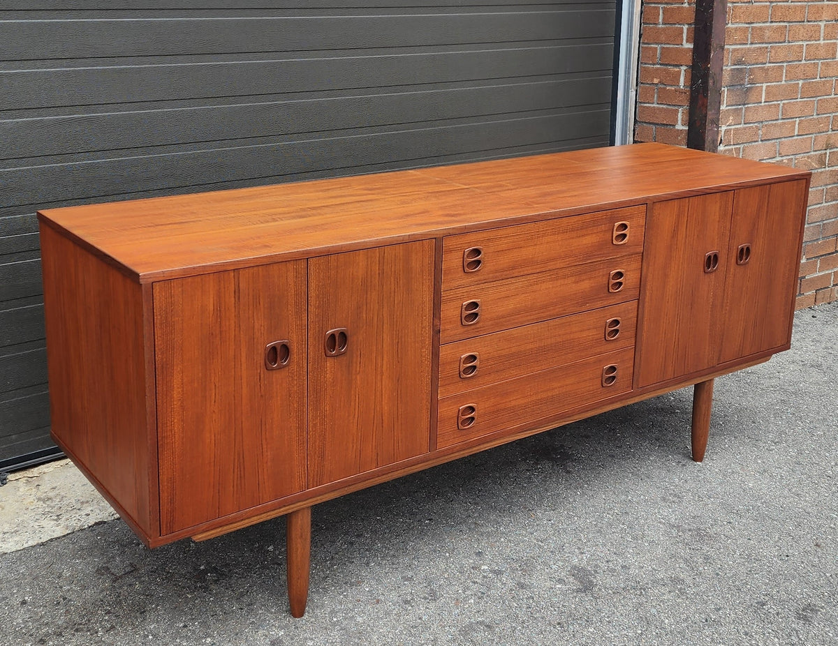 REFINISHED Danish Mid Century Modern Teak Credenza, Deep & Long 76