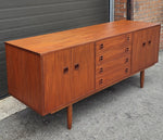 REFINISHED Danish Mid Century Modern Teak Credenza, Deep & Long 76