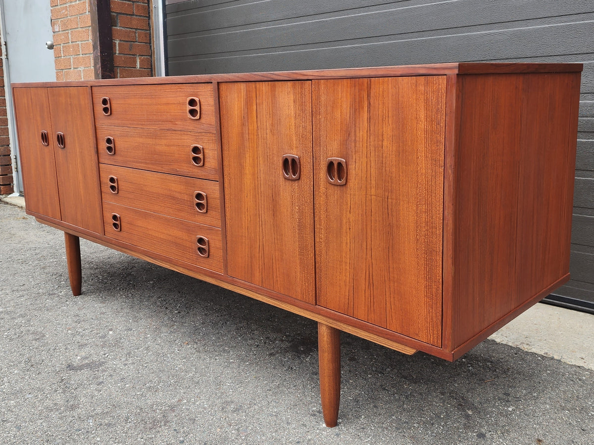REFINISHED Danish Mid Century Modern Teak Credenza, Deep & Long 76