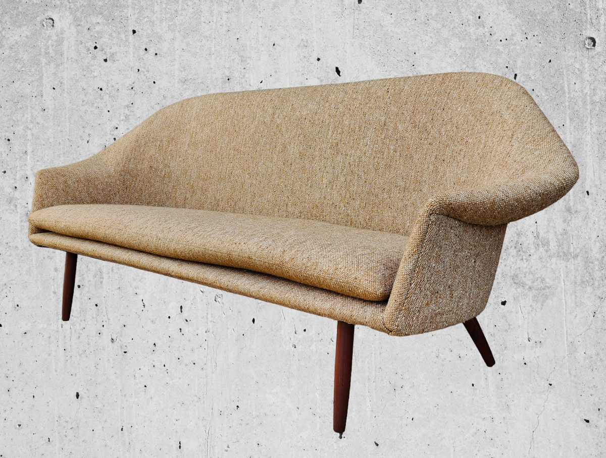 REFINISHED Mid Century Modern Teak Sofa by Gerhard Berg with wool upholstery
