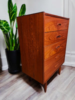 REFINISHED Mid Century Modern Teak Tallboy, Narrow 3