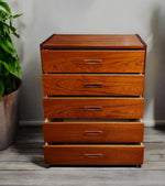 REFINISHED Mid Century Modern Teak Tallboy, Narrow 5