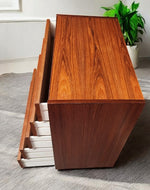 REFINISHED Mid Century Modern Teak Tallboy, Narrow 6