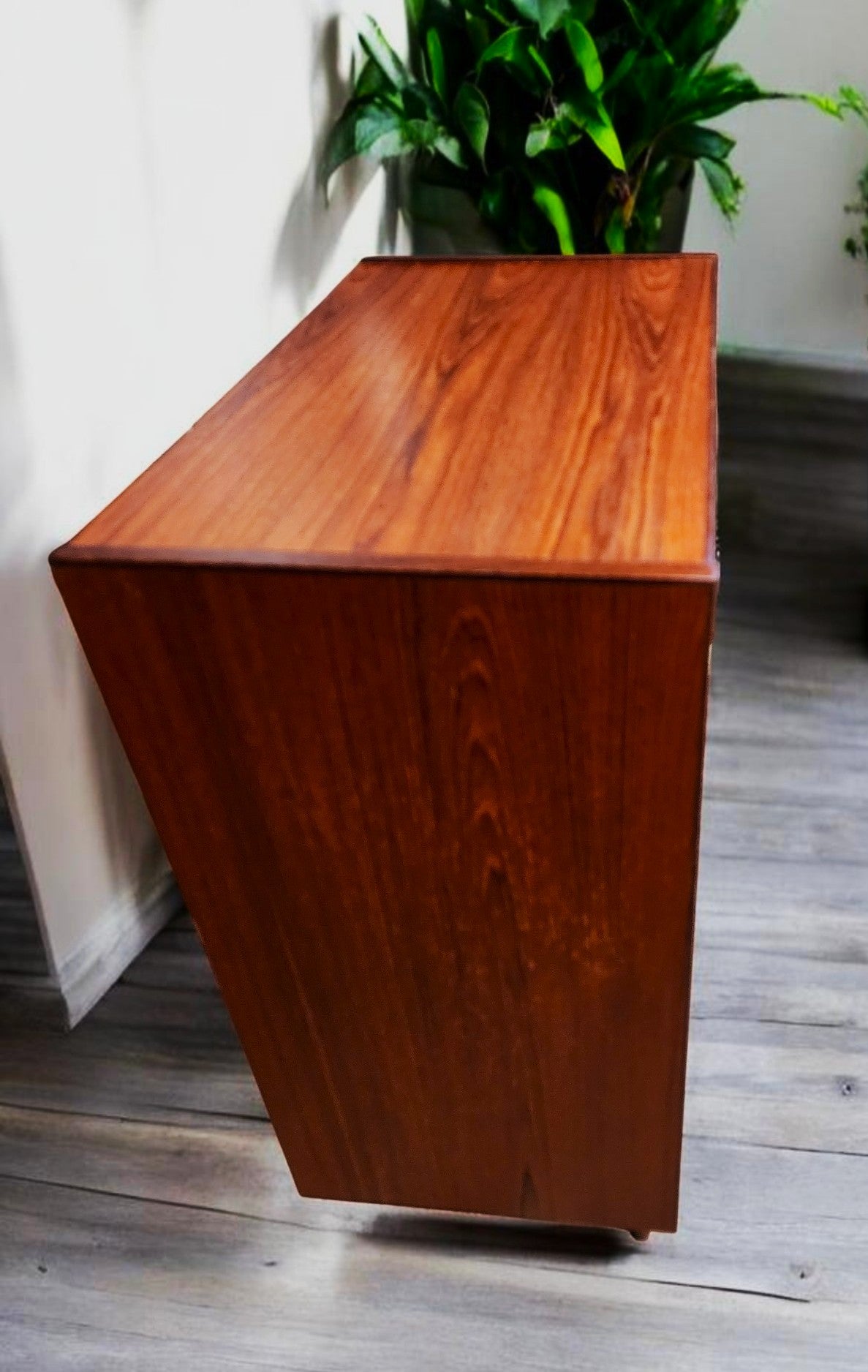 REFINISHED Mid Century Modern Teak Tallboy, Narrow