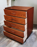 REFINISHED Mid Century Modern Teak Tallboy, Narrow 8