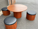 REFINISHED Mid Century Modern Teak Low Table & 4 REUPHOLSTERED Stools by  RS Associates 8