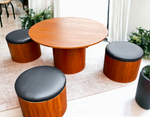 REFINISHED Mid Century Modern Teak Low Table & 4 REUPHOLSTERED Stools by  RS Associates 3
