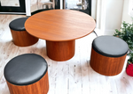 REFINISHED Mid Century Modern Teak Low Table & 4 REUPHOLSTERED Stools by  RS Associates 4
