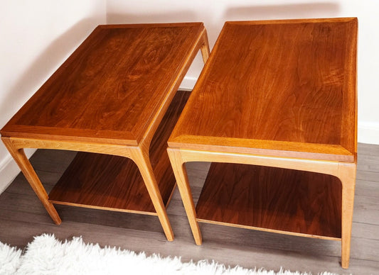 2 REFINISHED Mid Century Modern Walnut Accent Tables by Lane