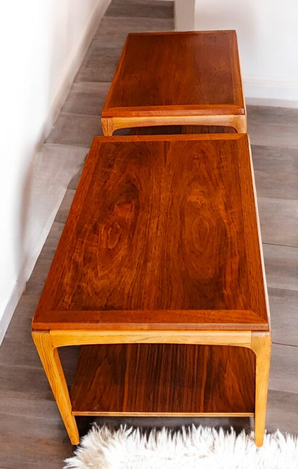 2 REFINISHED Mid Century Modern Walnut Accent Tables by Lane