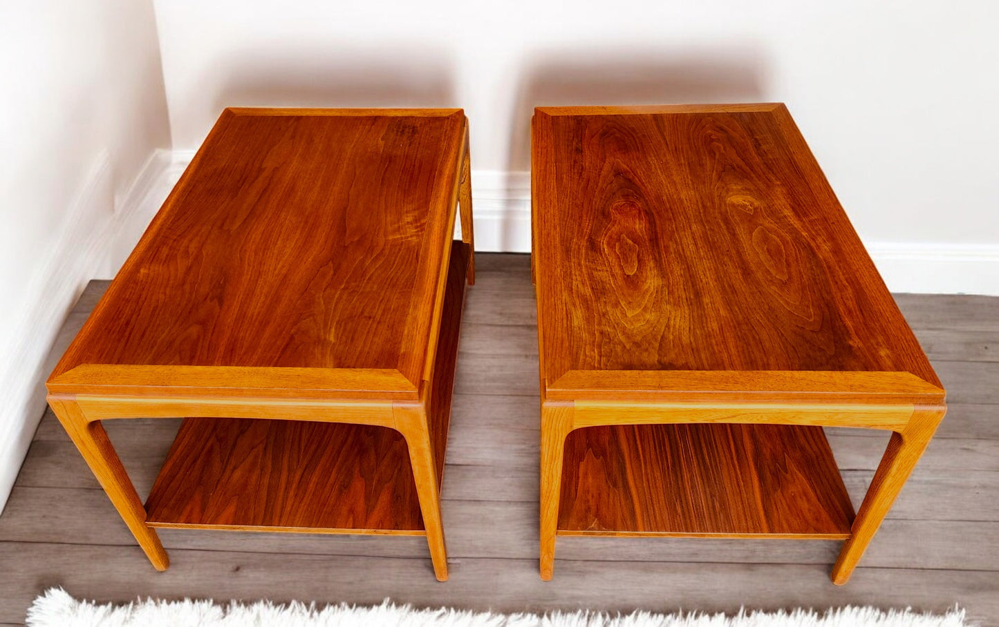2 REFINISHED Mid Century Modern Walnut Accent Tables by Lane