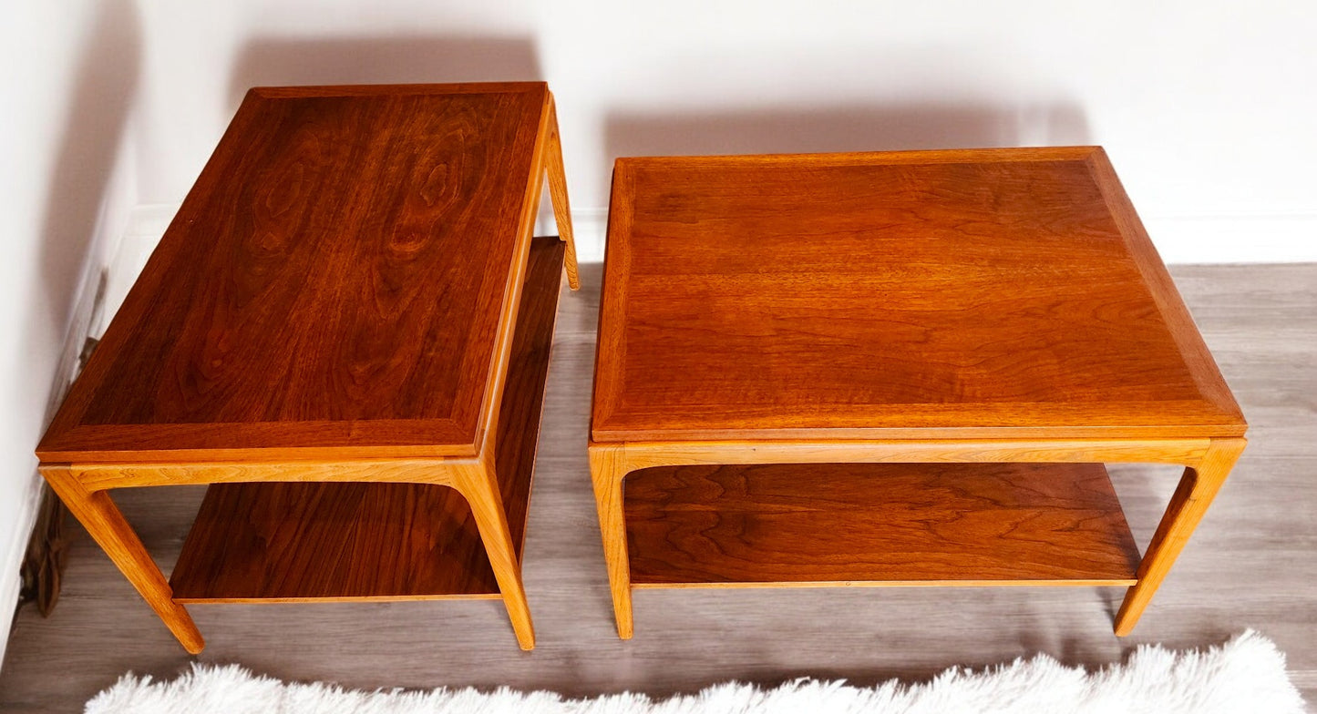 2 REFINISHED Mid Century Modern Walnut Accent Tables by Lane