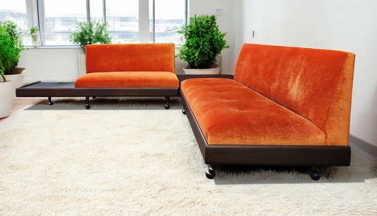 REFINISHED REUPHOLSTERED MCM Adrian Pearsall Walnut 2-PC Sectional