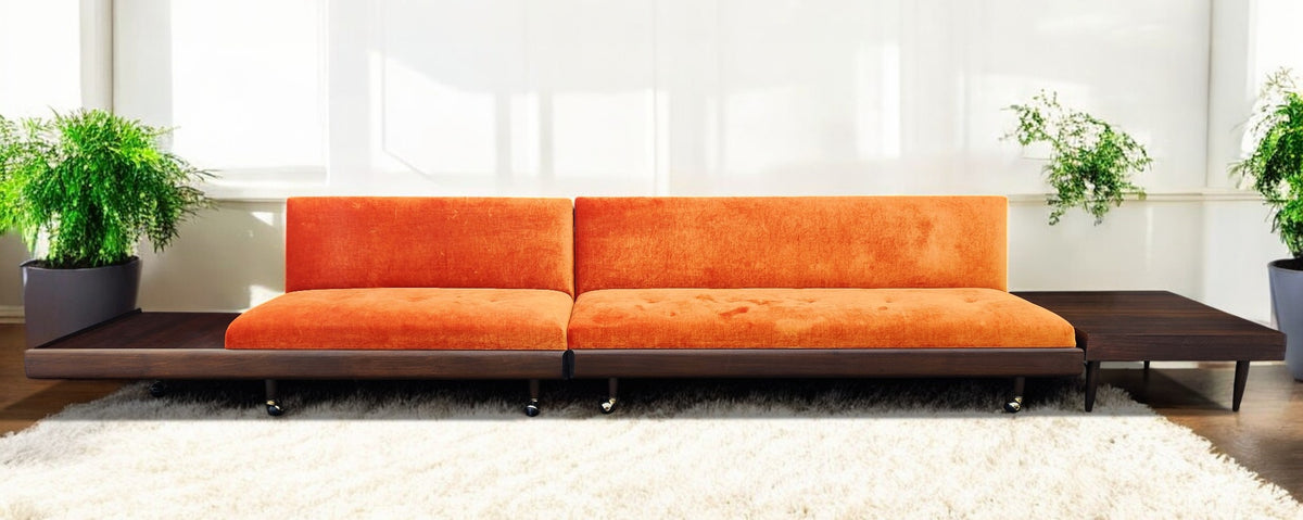 REFINISHED REUPHOLSTERED MCM Adrian Pearsall Walnut 2-PC Sectional