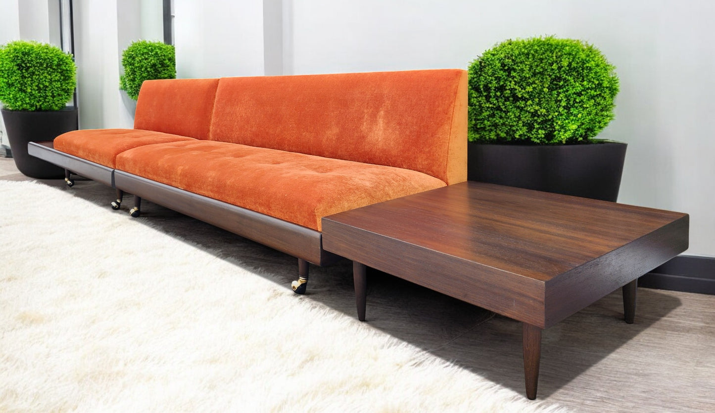 REFINISHED REUPHOLSTERED MCM Adrian Pearsall Walnut 2-PC Sectional