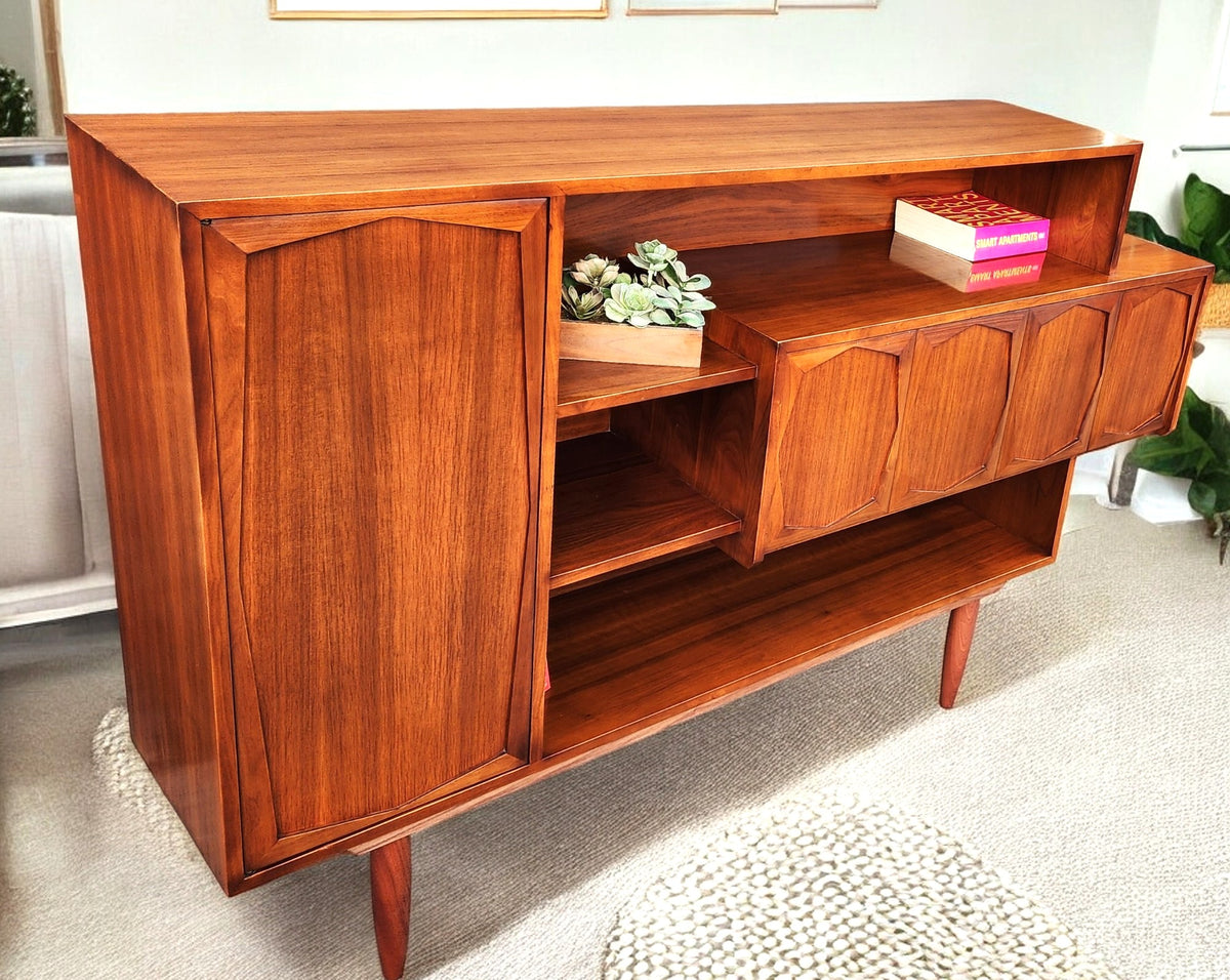 Sculptural Mid Century Modern Walnut Bar Cabinet 69