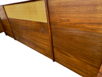 REFINISHED Mid Century Modern Walnut & Cane Bed King, 2 Dressers, 2 Nightstands 10