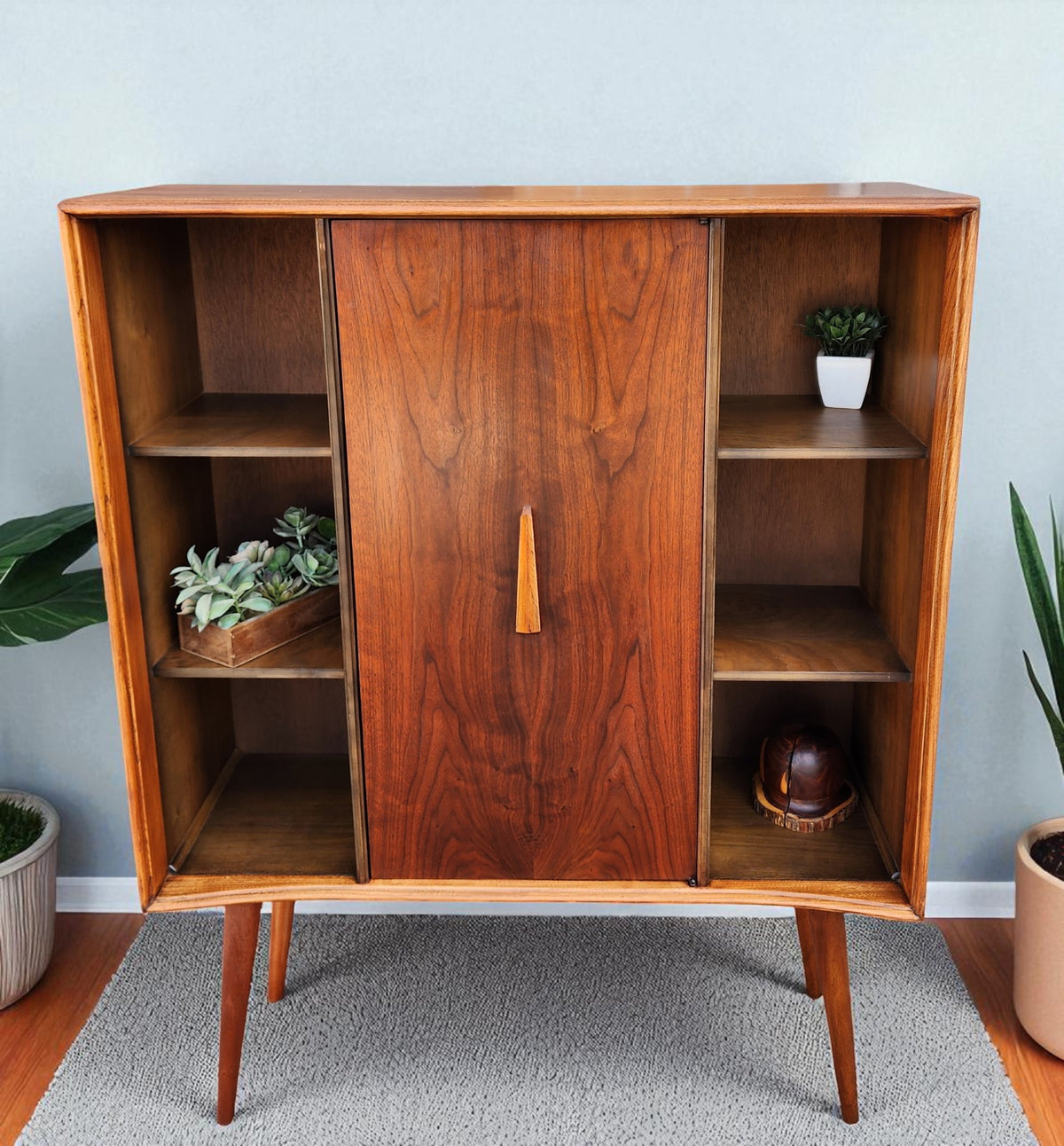 REFINISHED Mid Century Modern Walnut Bookcase by Deilcraft 39