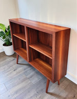 REFINISHED Mid Century Modern Walnut Display Bookcase Narrow 49