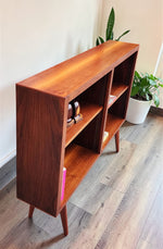 REFINISHED Mid Century Modern Walnut Display Bookcase Narrow 49