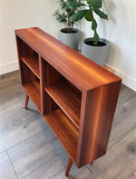REFINISHED Mid Century Modern Walnut Display Bookcase Narrow 49