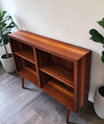 REFINISHED Mid Century Modern Walnut Display Bookcase Narrow 49