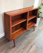 REFINISHED Mid Century Modern Walnut Display Bookcase Narrow 49