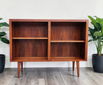 REFINISHED Mid Century Modern Walnut Display Bookcase Narrow 49