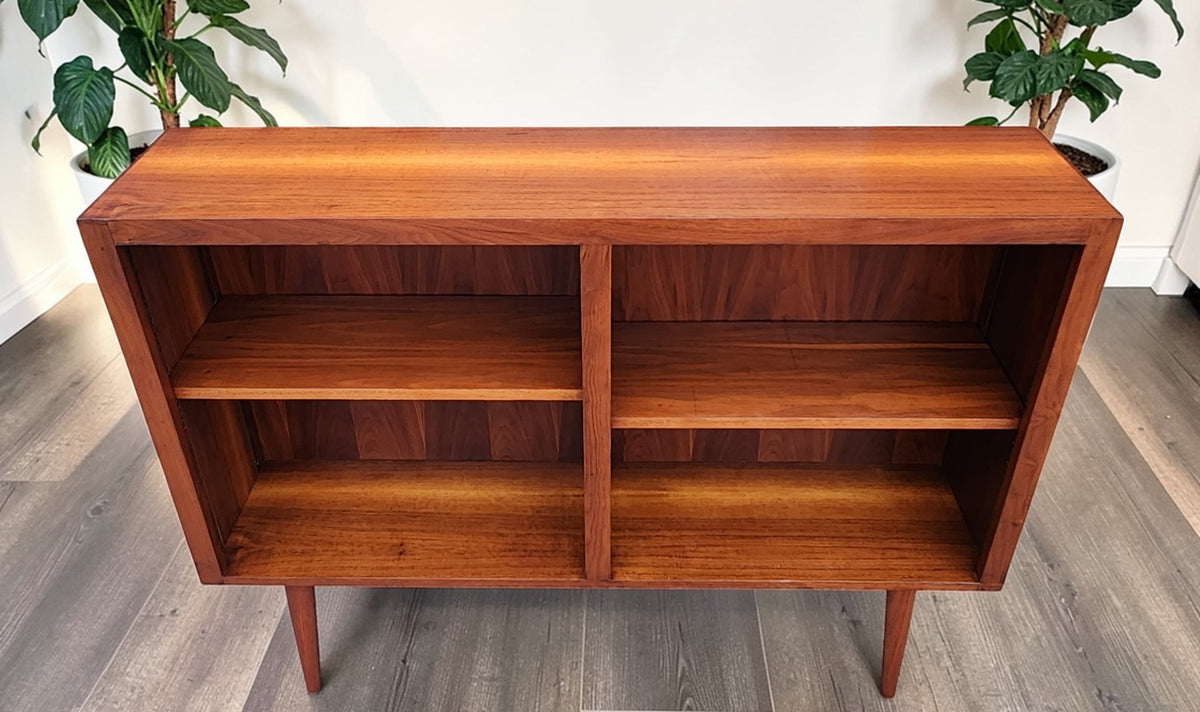 REFINISHED Mid Century Modern Walnut Display Bookcase Narrow 49