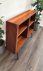 REFINISHED Mid Century Modern Walnut Display Bookcase Narrow 49