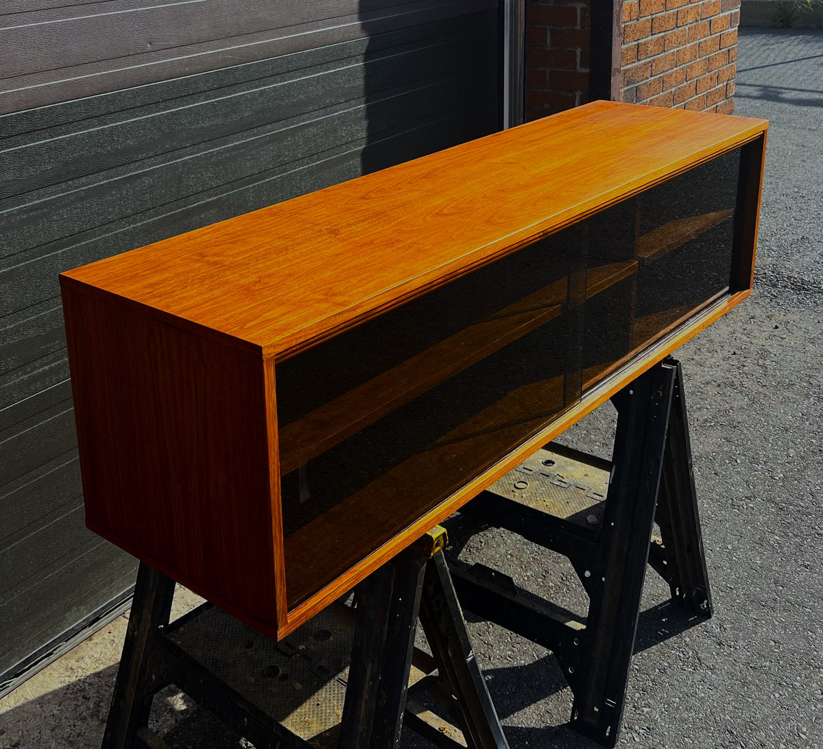 REFINISHED Mid Century Modern Walnut Wall Mounted Floating Cabinet 60