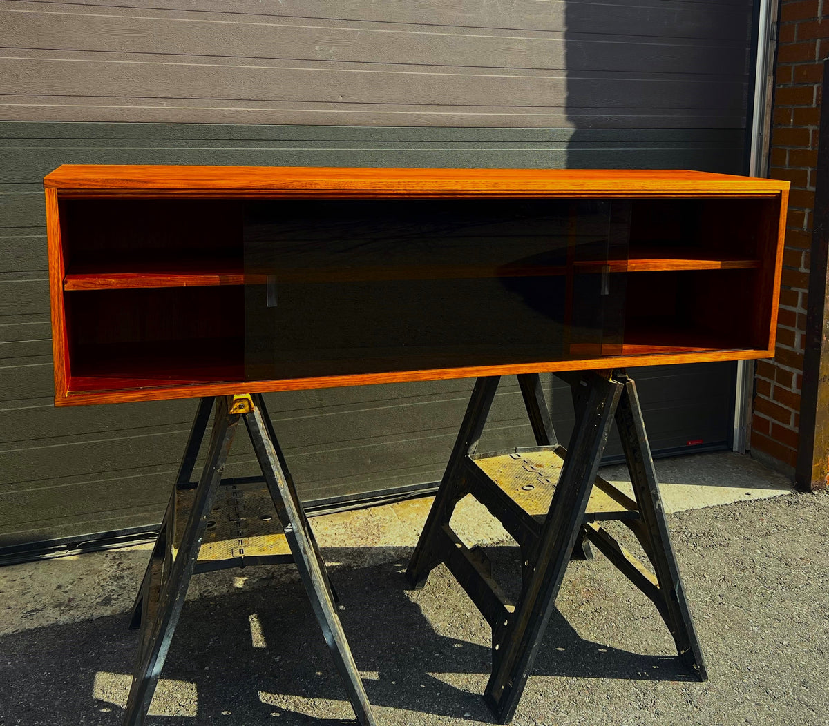 REFINISHED Mid Century Modern Walnut Wall Mounted Floating Cabinet 60